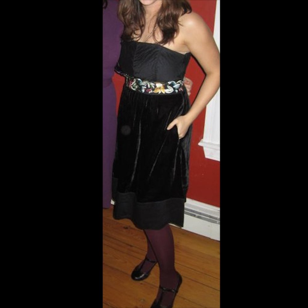 Anthropologie Floreat strapless velvet party dress (size 8)